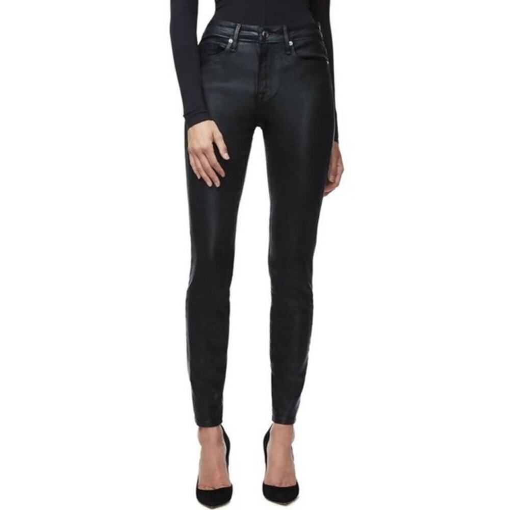 Good American Good Legs Womens Black Coated Ankle Skinny Jeans Sz 2/26 NWT $170